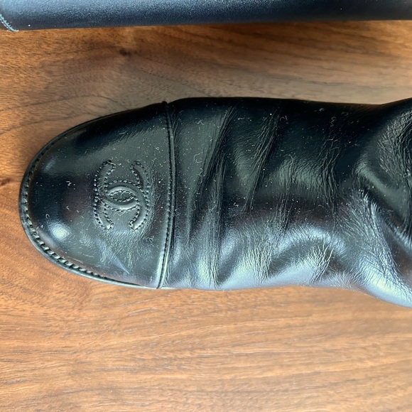 CHANEL Black Over the Knee Boots - Picture 3 of 8